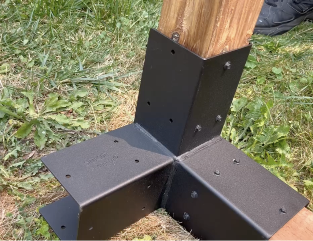 Sage System hardware and connectors included in the DIY pergola kit.